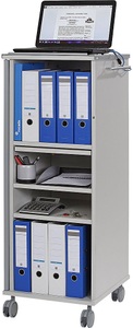 undefined, Office- und Medien-Caddy mit 4 Fächern, 1 ausziehbare Ablageplatte lichtgrau, Rocada 4036 R403682 1 St.
