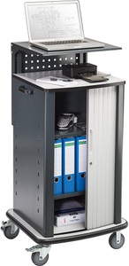 QUIPO, QUIPO Laptopwagen mit Rollladen anthrazitgrau RAL 7016, eurokraft basic Laptop- und Gerätewagen, mit Rollladen, anthrazitgrau RAL 7016