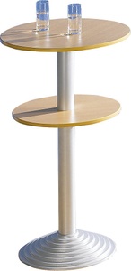 undefined, Bistrotisch mit Gusseisenfuß 2 Tischplatten, Abstand 30 cm Buche-Dekor, Säule alufarben, Bistrotisch mit Gusseisenfuß, 2 Tischplatten, Abstand 30 cm, Buche-Dekor, Säule alufarben