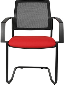 Topstar, Topstar Polster-Stapelstuhl mit Netz-Rückenlehne Freischwinger, VE 2 Stk Sitz rot, Gestell schwarz, Topstar Netz-Stapelstuhl, Freischwinger, VE 2 Stk, Sitz rot, Gestell schwarz