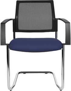 Topstar, Topstar Polster-Stapelstuhl mit Netz-Rückenlehne Freischwinger, VE 2 Stk Sitz blau, Gestell chrom, Topstar Netz-Stapelstuhl, Freischwinger, VE 2 Stk, Sitz blau, Gestell chrom