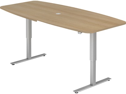 undefined, Konferenztisch, BxT 2200 x 1030 mm elektrisch höhenverstellbar 720 - 1190 mm Eiche-Dekor, Konferenztisch, BxT 2200 x 1030 mm, elektrisch höhenverstellbar 720 - 1190 mm, Eiche-Dekor