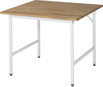 RAU, RAU Arbeitstisch, höhenverstellbar 800 - 850 mm, Buchenplatte massiv BxT 1000 x 1000 mm, lichtgrau, RAU Arbeitstisch, Buche-Platte, 1000 x 1000 x 800-850 mm