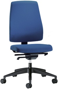 interstuhl, interstuhl Bürodrehstuhl GOAL, Rückenlehnenhöhe 530 mm Gestell schwarz, mit harten Rollen enzianblau, Sitztiefe 410 mm, 