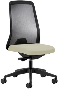 interstuhl, interstuhl Operator-Drehstuhl EVERY, Netz-Rückenlehne schwarz Gestell schwarz, mit harten Rollen beige, Sitztiefe 430 mm, 