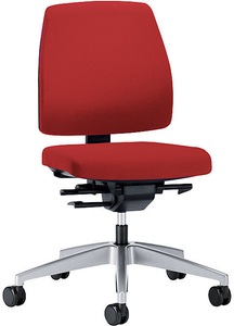 interstuhl, interstuhl Bürodrehstuhl GOAL, Rückenlehnenhöhe 430 mm Gestell brillantsilber, mit harten Rollen feuerrot, Sitztiefe 410 - 460 mm, 