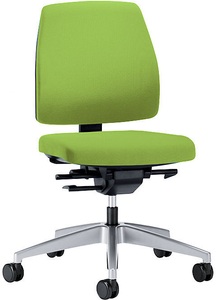 interstuhl, interstuhl Bürodrehstuhl GOAL, Rückenlehnenhöhe 430 mm Gestell brillantsilber, mit weichen Rollen gelbgrün, Sitztiefe 410 - 460 mm, 