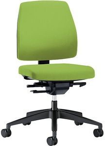 interstuhl, interstuhl Bürodrehstuhl GOAL, Rückenlehnenhöhe 430 mm Gestell schwarz, mit weichen Rollen gelbgrün, Sitztiefe 410 mm, 