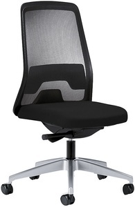 interstuhl, interstuhl Operator-Drehstuhl EVERY, Netz-Rückenlehne schwarz Gestell brillantsilber, mit harten Rollen graphitschwarz, Sitztiefe 430 mm, 