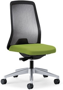 interstuhl, interstuhl Operator-Drehstuhl EVERY, Netz-Rückenlehne schwarz Gestell brillantsilber, mit weichen Rollen gelbgrün, Sitztiefe 410 - 470 mm, 