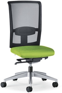 interstuhl, interstuhl Bürodrehstuhl GOAL AIR, Rückenlehnenhöhe 545 mm Gestell brillantsilber, mit harten Rollen gelbgrün, Sitztiefe 410 - 460 mm, 