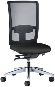 interstuhl, interstuhl Bürodrehstuhl GOAL AIR, Rückenlehnenhöhe 545 mm Gestell poliert, mit harten Rollen graphitschwarz, Sitztiefe 410 mm, 