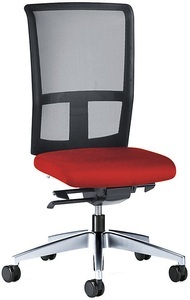interstuhl, interstuhl Bürodrehstuhl GOAL AIR, Rückenlehnenhöhe 545 mm Gestell poliert, mit weichen Rollen feuerrot, Sitztiefe 410 mm, 