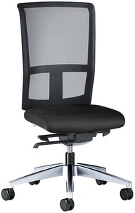 interstuhl, interstuhl Bürodrehstuhl GOAL AIR, Rückenlehnenhöhe 545 mm Gestell poliert, mit weichen Rollen graphitschwarz, Sitztiefe 410 - 460 mm, 