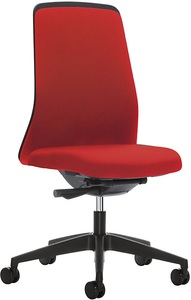 interstuhl, interstuhl Operator-Drehstuhl EVERY, Chillback-Rückenlehne schwarz Gestell schwarz, mit harten Rollen feuerrot, Sitztiefe 430 mm, 