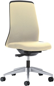 interstuhl, interstuhl Operator-Drehstuhl EVERY, Chillback-Rückenlehne schwarz Gestell brillantsilber, mit weichen Rollen beige, Sitztiefe 410 - 470 mm, 