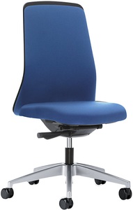 interstuhl, interstuhl Operator-Drehstuhl EVERY, Chillback-Rückenlehne schwarz Gestell brillantsilber, mit weichen Rollen enzianblau, Sitztiefe 430 mm, 