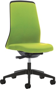 interstuhl, interstuhl Operator-Drehstuhl EVERY, Chillback-Rückenlehne schwarz Gestell schwarz, mit weichen Rollen gelbgrün, Sitztiefe 430 mm, 