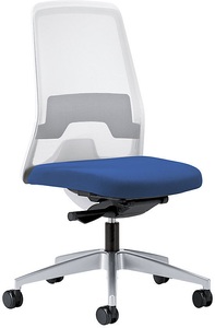 interstuhl, interstuhl Operator-Drehstuhl EVERY, Netz-Rückenlehne weiß Gestell brillantsilber, mit harten Rollen enzianblau, Sitztiefe 410 - 470 mm, 