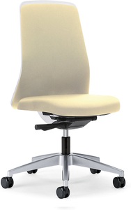 interstuhl, interstuhl Operator-Drehstuhl EVERY, Chillback-Rückenlehne weiß Gestell brillantsilber, mit weichen Rollen beige, Sitztiefe 410 - 470 mm, 