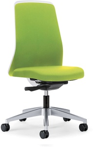 interstuhl, interstuhl Operator-Drehstuhl EVERY, Chillback-Rückenlehne weiß Gestell brillantsilber, mit weichen Rollen gelbgrün, Sitztiefe 430 mm, 