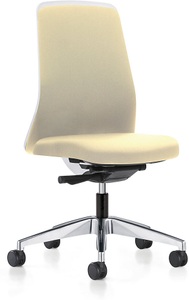 interstuhl, interstuhl Operator-Drehstuhl EVERY, Chillback-Rückenlehne weiß Gestell poliert, mit harten Rollen beige, Sitztiefe 410 - 470 mm, 