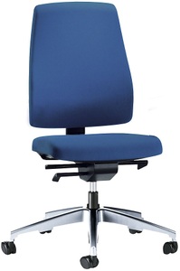 interstuhl, interstuhl Bürodrehstuhl GOAL, Rückenlehnenhöhe 530 mm Gestell poliert, mit harten Rollen enzianblau, Sitztiefe 410 mm, 