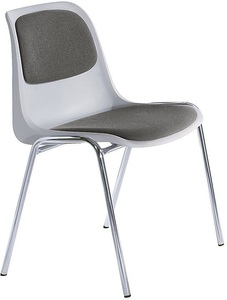 undefined, Kunststoff-Stapelstuhl mit Polster Schale grau Stoff grau, 