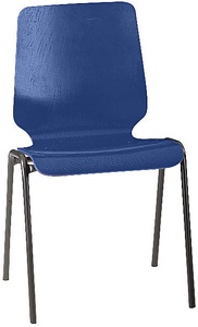 undefined, Holz-Schalenstuhl mit durchgehender Schale Gestell beschichtet, VE 4 Stk Holz enzianblau, Holzschalenstuhl NUKI, Gestell beschichtet, VE 4 Stk, Holz enzianblau