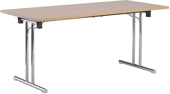 undefined, Klapptisch Doppel-T-Stahlrohrgestell mit geraden Kufen Breite 1400 mm, Ahorn-Dekor, 