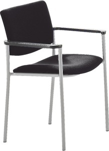 undefined, Polster-Besucherstuhl mit Kunststoffgleitern Gestell alufarben Bezug schwarz, Polster-Besucherstuhl mit Kunststoffgleitern, Gestell alufarben, Bezug schwarz