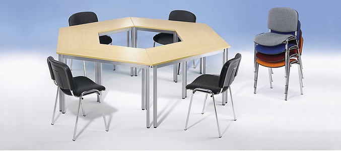 undefined, Mehrzwecktisch trapezförmig, LxBxH 1200 x 600 x 740 mm Platte beige, Gestell braun, eurokraft basic Mehrzwecktisch, trapezförmig, HxBxT 740 x 1200 x 600 mm, Platte beige, Gestell braun