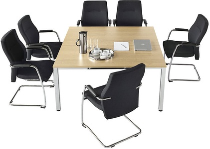 undefined, Konferenztisch, quadratisch LxBxH 1400 x 1400 x 720 mm Ahorn-Dekor, Konferenztisch, quadratisch, HxBxT 720 x 1400 x 1400 mm, Ahorn-Dekor