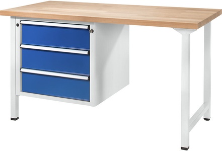 ANKE, ANKE Werkbank, stabil 3 Schubladen, Breite 1500 mm Universalplatte, ANKE Werkbank, Gestellbauweise Serie V, 3 Schubladen, Breite 1500 mm, Universalplatte