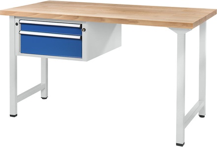 ANKE, ANKE Werkbank, stabil 2 Schubladen, Breite 2000 mm Universalplatte, ANKE Werkbank, Gestellbauweise Serie V, 2 Schubladen, Breite 2000 mm, Universalplatte