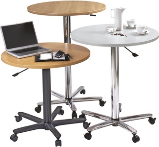 office akktiv, office akktiv Bistrotisch, höhenverstellbar Gestell schwarz Ahorn-Dekor, 