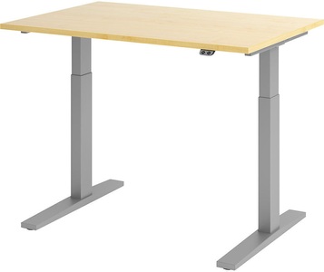 undefined, UPLINER-K - Schreibtisch, elektrisch höhenverstellbar 700 - 1200 mm, BxT 1200 x 800 mm Platte Ahorn-Dekor, Hammerbacher Sitz-Stehschreibtisch VXMKA12/3/S Ahorn 1200 x 800 mm