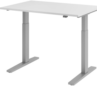 undefined, UPLINER-K - Schreibtisch, elektrisch höhenverstellbar 700 - 1200 mm, BxT 1200 x 800 mm Platte lichtgrau, Hammerbacher Sitz-Stehschreibtisch VXMKA12/5/S Grau 1200 x 800 mm