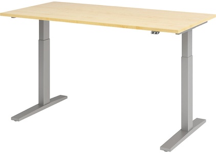undefined, UPLINER-K - Schreibtisch, elektrisch höhenverstellbar 700 - 1200 mm, BxT 1600 x 800 mm Platte Ahorn-Dekor, Hammerbacher Sitz-Stehschreibtisch VXMKA16/3/S Ahorn 1600 x 800 mm