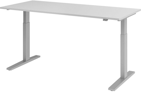 undefined, UPLINER-K - Schreibtisch, elektrisch höhenverstellbar 700 - 1200 mm, BxT 1800 x 800 mm Platte lichtgrau, Hammerbacher Sitz-Stehschreibtisch VXMKA19/5/S Grau 1800 x 800 mm