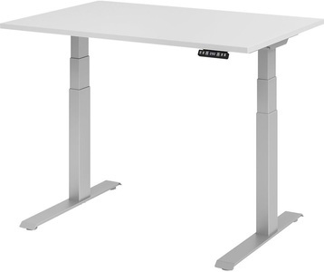 undefined, UPLINER-K - Schreibtisch, elektrisch höhenverstellbar 640 - 1290 mm, BxT 1200 x 800 mm Platte lichtgrau, Hammerbacher Sitz-Stehschreibtisch VXDKB12/5/S Grau 1200 x 800 mm