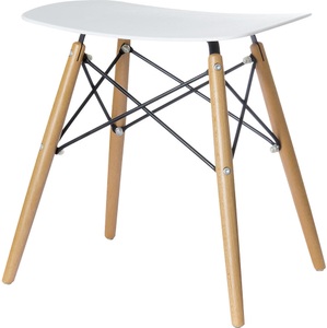 undefined, Hocker SKOLL Beine Massivholz Buche Sitzfläche weiß, Hocker Paperflow Skoll, B 470 x T 350 x H 480 mm, pflegeleichte Polypropylen-Sitzschale weiss