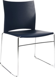 Topstar, Topstar Kufen-Stapelstuhl Gestell verchromt, VE 4 Stk dunkelblau, Topstar® Besucherstuhl W-Chair, Stahlkufengestell, dunkelblau