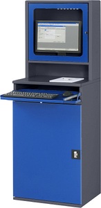RAU, RAU Computer-Arbeitsstation Monitorgehäuse, 2 Ausziehböden Breite 650 mm, anthrazit / enzianblau, RAU Computer-Arbeitsstation, Monitorgehäuse, 2 Ausziehböden, Breite 650 mm, anthrazit / enzianblau