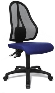 Topstar, Topstar Bürodrehstuhl Netzrückenlehne schwarz, ohne Armlehnen Sitzbezug royalblau, Topstar Bürostuhl OPEN POINT P, Netzrückenlehne schwarz, ohne Armlehnen, Sitzbezug royalblau