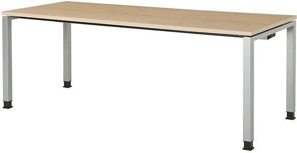 mauser, mauser Rechtecktisch, Fußform Quadratrohr HxBxT 680 - 760 x 2000 x 800 mm, Platte melaminharzbeschichtet Platte Dekor Ahorn, Gestell alufarben, mauser Rechtecktisch, Fußform Quadratrohr, HxBxT 680 - 760 x 2000 x 800 mm, Platte melaminharzbeschichtet, Platte Dekor Ahorn, Gestell alufarben