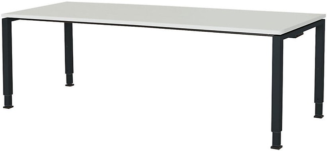 mauser, mauser Rechtecktisch, Fußform Quadratrohr HxBxT 650 - 850 x 2000 x 800 mm, Platte melaminharzbeschichtet Platte lichtgrau, Gestell anthrazitgrau, mauser Rechtecktisch, Fußform Quadratrohr, HxBxT 650 - 850 x 2000 x 800 mm, Platte melaminharzbeschichtet, Platte lichtgrau, Gestell anthrazitgrau