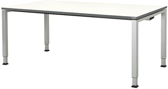 mauser, mauser Rechtecktisch, Fußform Quadratrohr HxBxT 650 - 850 x 1800 x 900 mm, Platte melaminharzbeschichtet Platte weiß, Gestell alufarben, mauser Rechtecktisch, Fußform Quadratrohr, HxBxT 650 - 850 x 1800 x 900 mm, Platte melaminharzbeschichtet, Platte weiß, Gestell alufarben