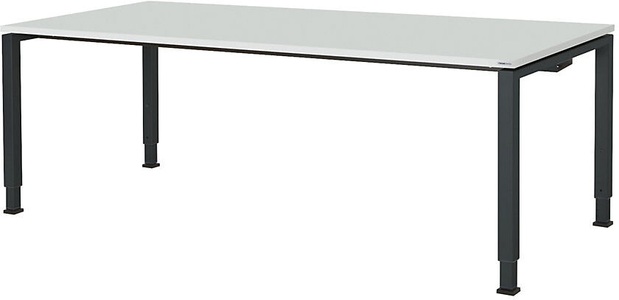 mauser, mauser Rechtecktisch, Fußform Quadratrohr HxBxT 650 - 850 x 2000 x 900 mm, Platte melaminharzbeschichtet Platte lichtgrau, Gestell anthrazitgrau, mauser Rechtecktisch, Fußform Quadratrohr, HxBxT 650 - 850 x 2000 x 900 mm, Platte melaminharzbeschichtet, Platte lichtgrau, Gestell anthrazitgrau