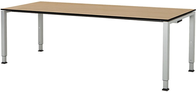 mauser, mauser Rechtecktisch, Fußform Quadratrohr HxBxT 650 - 850 x 2000 x 800 mm, Vollkernplatte Platte Dekor Ahorn, Gestell alufarben, mauser Rechtecktisch, Fußform Quadratrohr, HxBxT 650 - 850 x 2000 x 800 mm, Vollkernplatte, Platte Dekor Ahorn, Gestell alufarben